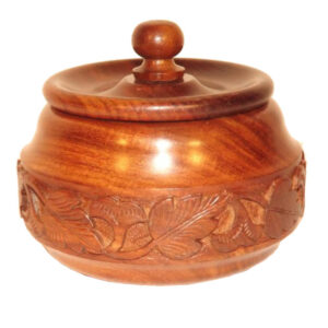 Szezámfa faragott pipadohány tartó - 12cm